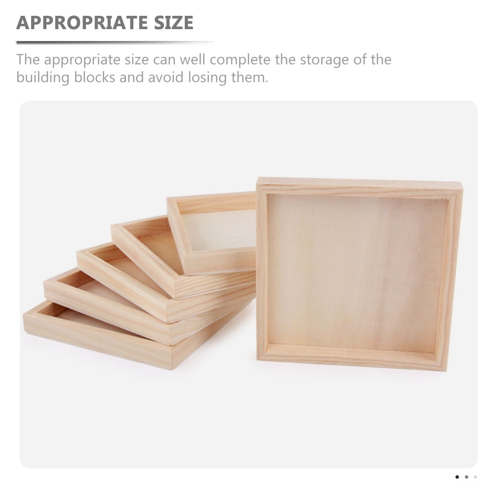HOOWIFFY 4-Piece Khaki Wood Puzzle Organizer Set - Storage Boxes for Kids Building Blocks and Toy Storage V1189-WXFWAL-20260326-02441