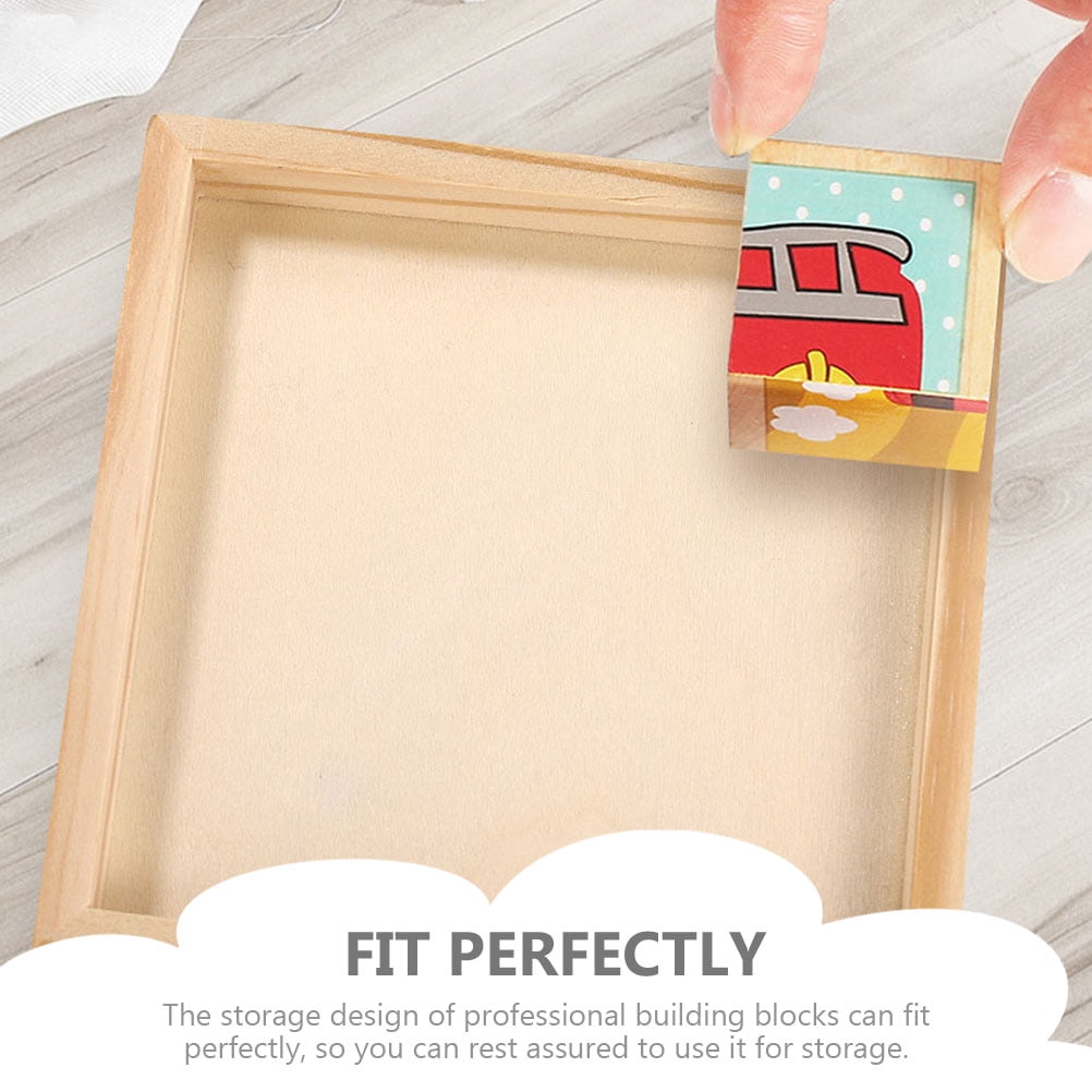 HOOWIFFY 4-Piece Khaki Wood Puzzle Organizer Set - Storage Boxes for Kids Building Blocks and Toy Storage V1189-WXFWAL-20260326-02441