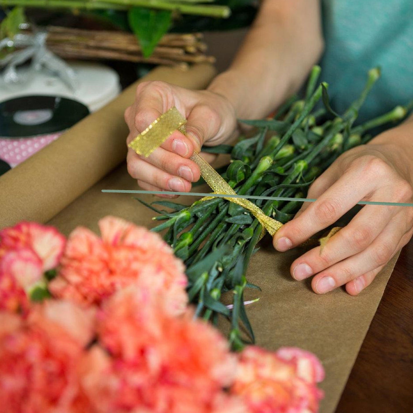 HOOWIFFY 100pcs Green Floral Wire Stems for Artificial Flowers Flexible and Bendable for Arrangements V1189-WXFWAL-20260326-02443