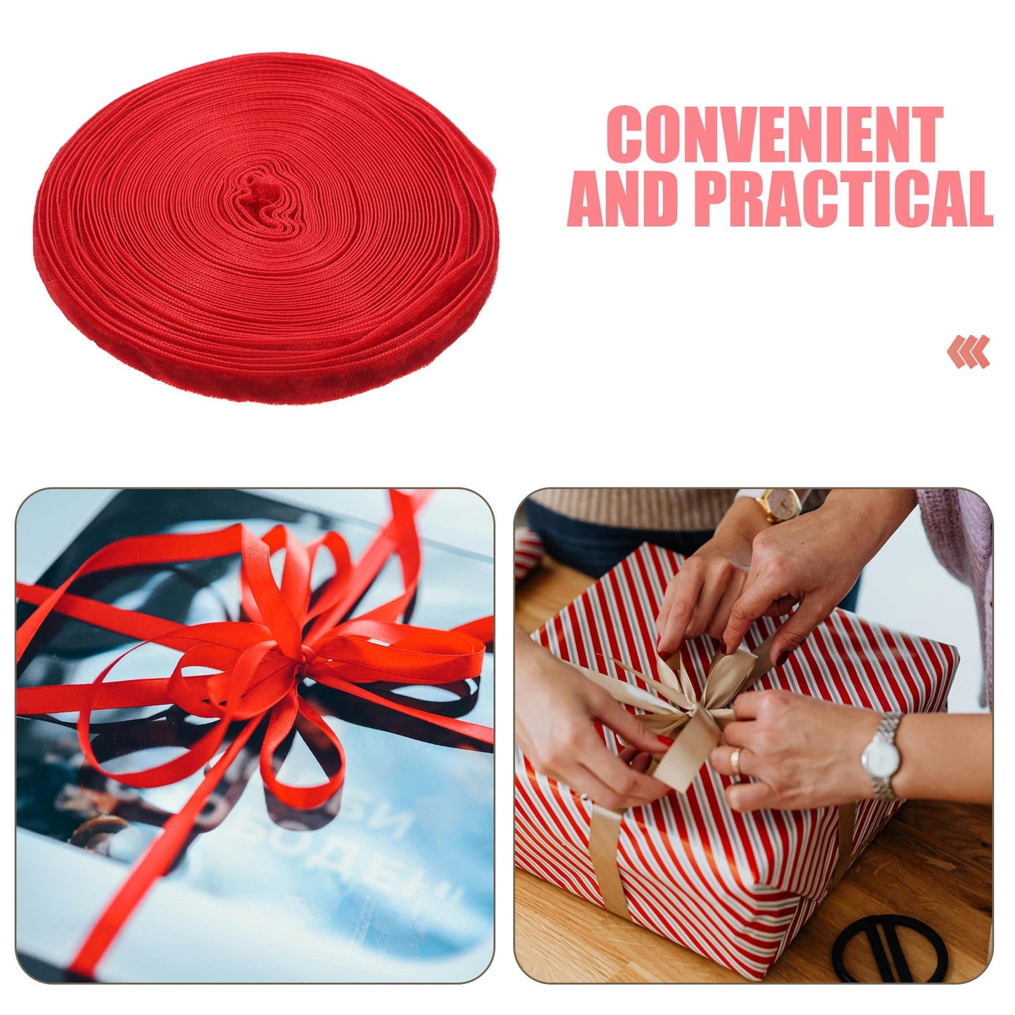 HOOWIFFY Red Thin Craft Ribbon 1 Roll for Bows, Wrapping, Decorations, Special Occasions and Crafts V1189-WXFWAL-20260326-02445