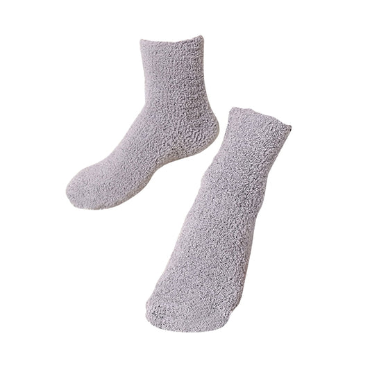 HOOWIFFY Mens Warm Bed Socks 1 Pair Thick Fuzzy Sleep Socks Grey 9.8x2.8x0.2in V1189-WXFWAL-20260326-02458