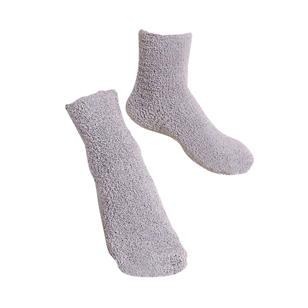 HOOWIFFY Mens Warm Bed Socks 1 Pair Thick Fuzzy Sleep Socks Grey 9.8x2.8x0.2in V1189-WXFWAL-20260326-02458
