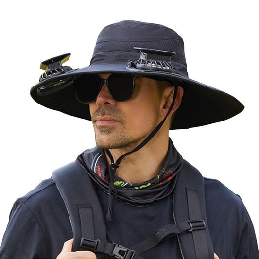 Darzheoy Solar Fan Hat Wide Brim Solar Fan Hat Outdoor Wide Brim Sun Hat with Solar Fan Fishing Hat, V1189-WXFWAL-20260326-02459
