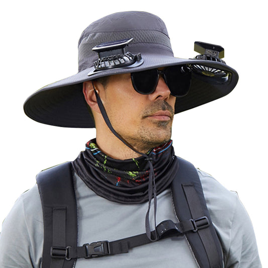 Darzheoy Solar Fan Hat Wide Brim Solar Fan Hat Outdoor Wide Brim Sun Hat with Solar Fan Fishing Hat, V1189-WXFWAL-20260326-02460