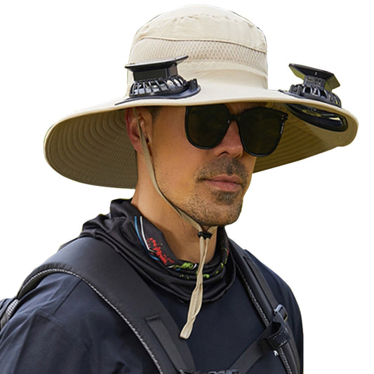 Darzheoy Solar Fan Hat Wide Brim Solar Fan Hat Outdoor Wide Brim Sun Hat with Solar Fan Fishing Hat, V1189-WXFWAL-20260326-02462