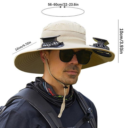 Darzheoy Solar Fan Hat Wide Brim Solar Fan Hat Outdoor Wide Brim Sun Hat with Solar Fan Fishing Hat, V1189-WXFWAL-20260326-02462