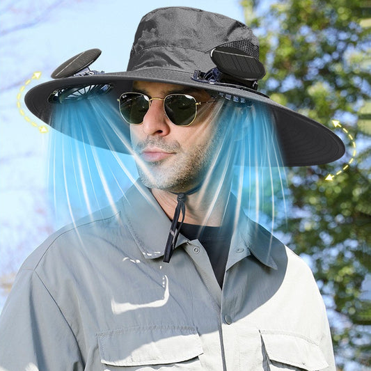 Darzheoy Solar Fan Hat Wide Brim Solar Fan Hat Outdoor Wide Brim Sun Hat with Solar Fan Fishing Hat, V1189-WXFWAL-20260326-02463