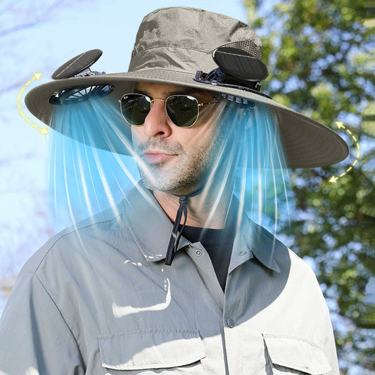 Darzheoy Solar Fan Hat Wide Brim Solar Fan Hat Outdoor Wide Brim Sun Hat with Solar Fan Fishing Hat, V1189-WXFWAL-20260326-02464