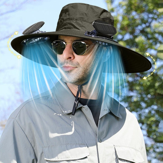 Darzheoy Solar Fan Hat Wide Brim Solar Fan Hat Outdoor Wide Brim Sun Hat with Solar Fan Fishing Hat, V1189-WXFWAL-20260326-02465