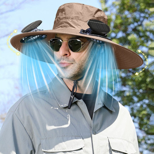 Darzheoy Solar Fan Hat Wide Brim Solar Fan Hat Outdoor Wide Brim Sun Hat with Solar Fan Fishing Hat, V1189-WXFWAL-20260326-02466