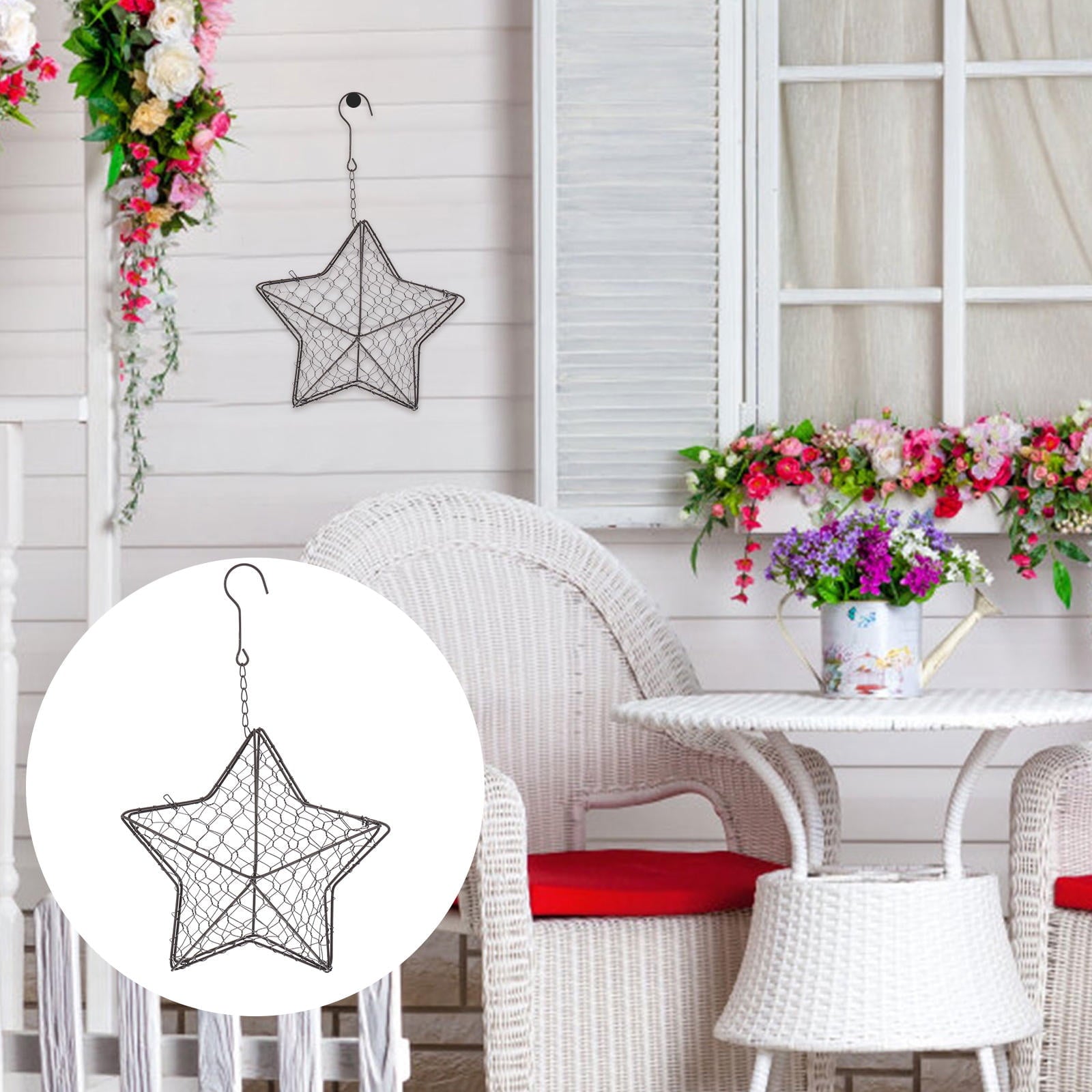 HOOWIFFY Iron Wire Wall Planter Hanging Basket Decorative Flower Pot Holder Space Saving for Indoor Outdoor V1189-WXFWAL-20260326-02489