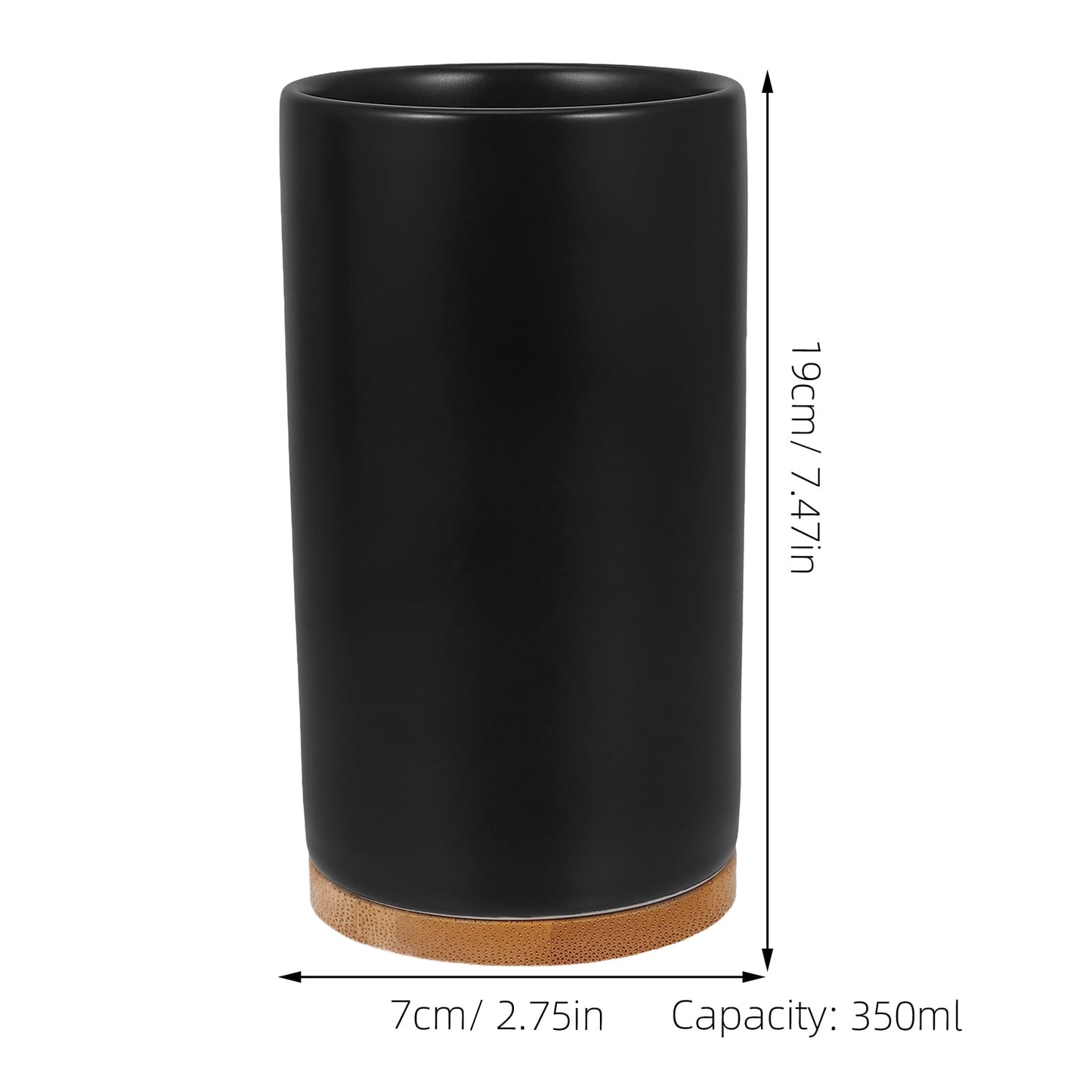 HOOWIFFY 1 Set Black Ceramic Bamboo Bathroom Essentials Toothbrush Holder Soap Dispenser Storage V1189-WXFWAL-20260326-02500