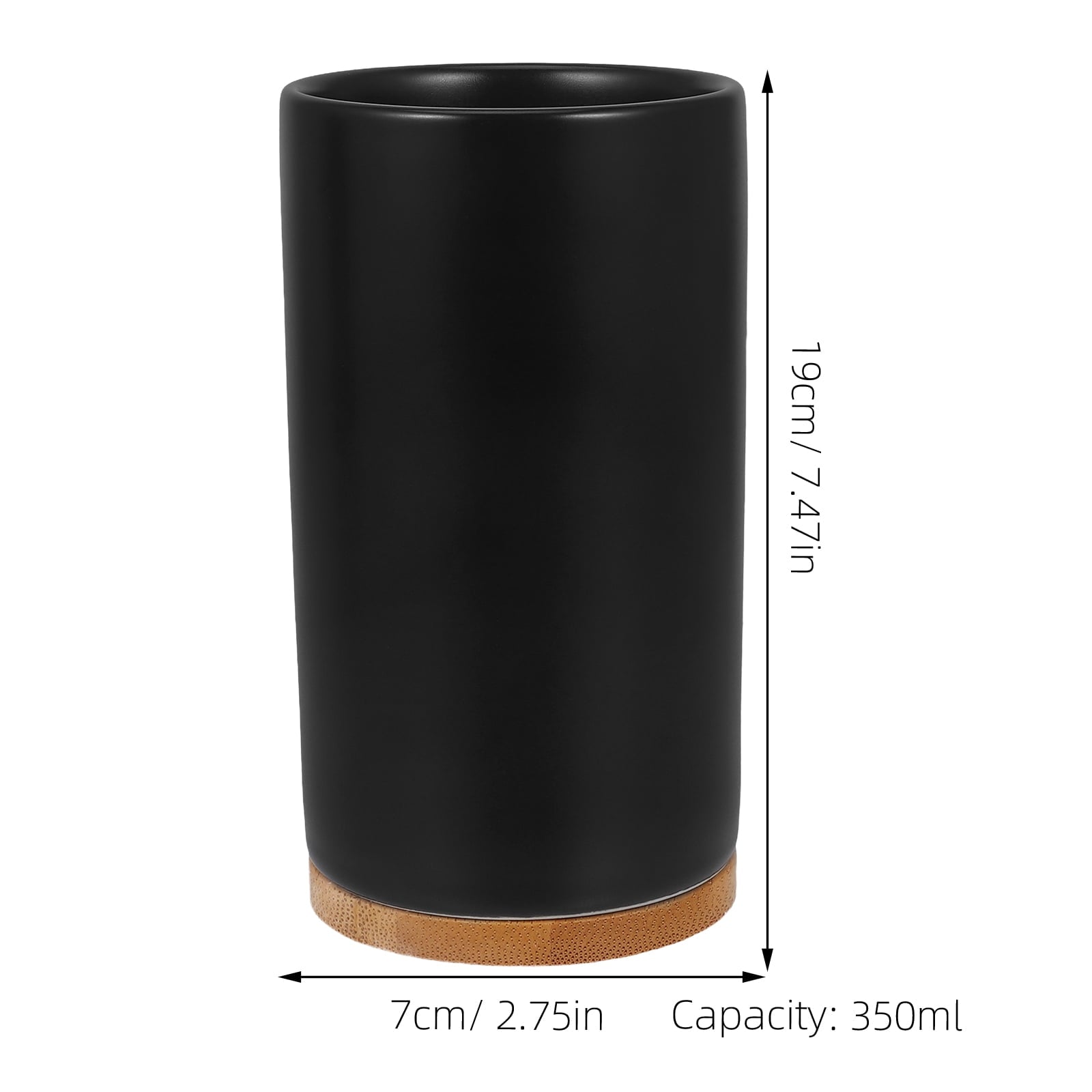 HOOWIFFY 1 Set Black Ceramic Bamboo Bathroom Essentials Toothbrush Holder Soap Dispenser Storage V1189-WXFWAL-20260326-02500