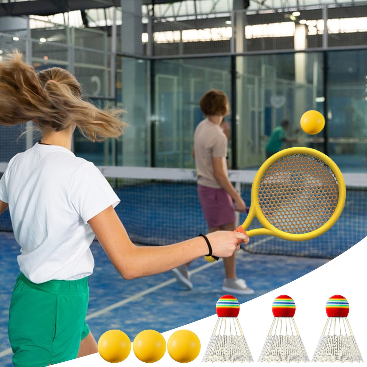 Chmadoxn Kids Badminton & Tennis Set - Racket Family Sports Gift with Balls, Lightweight Beginner Gear for V1189-WXFWAL-20260326-02511