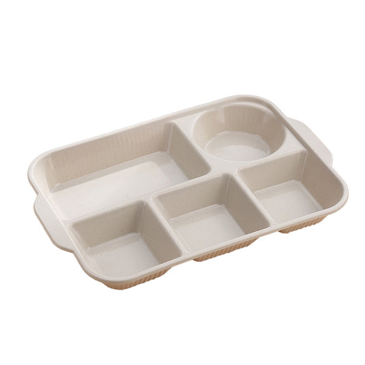 Darzheoy Unbreakable Divided Plates, 5-Compartment Wheat Straw Tray Divided Food Plates Lunch Trays Section V1189-WXFWAL-20260326-02534