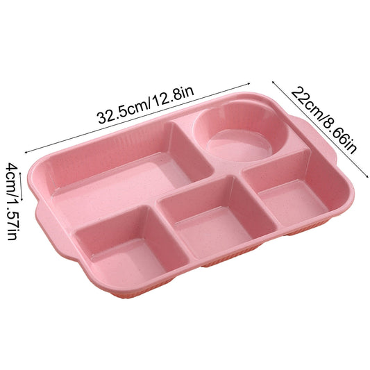 Darzheoy Unbreakable Divided Plates, 5-Compartment Wheat Straw Tray Divided Food Plates Lunch Trays Section V1189-WXFWAL-20260326-02537