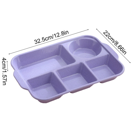 Darzheoy Unbreakable Divided Plates, 5-Compartment Wheat Straw Tray Divided Food Plates Lunch Trays Section V1189-WXFWAL-20260326-02538