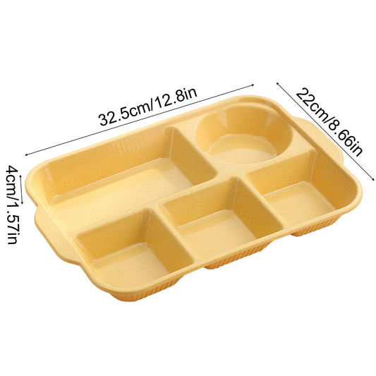 Darzheoy Unbreakable Divided Plates, 5-Compartment Wheat Straw Tray Divided Food Plates Lunch Trays Section V1189-WXFWAL-20260326-02540