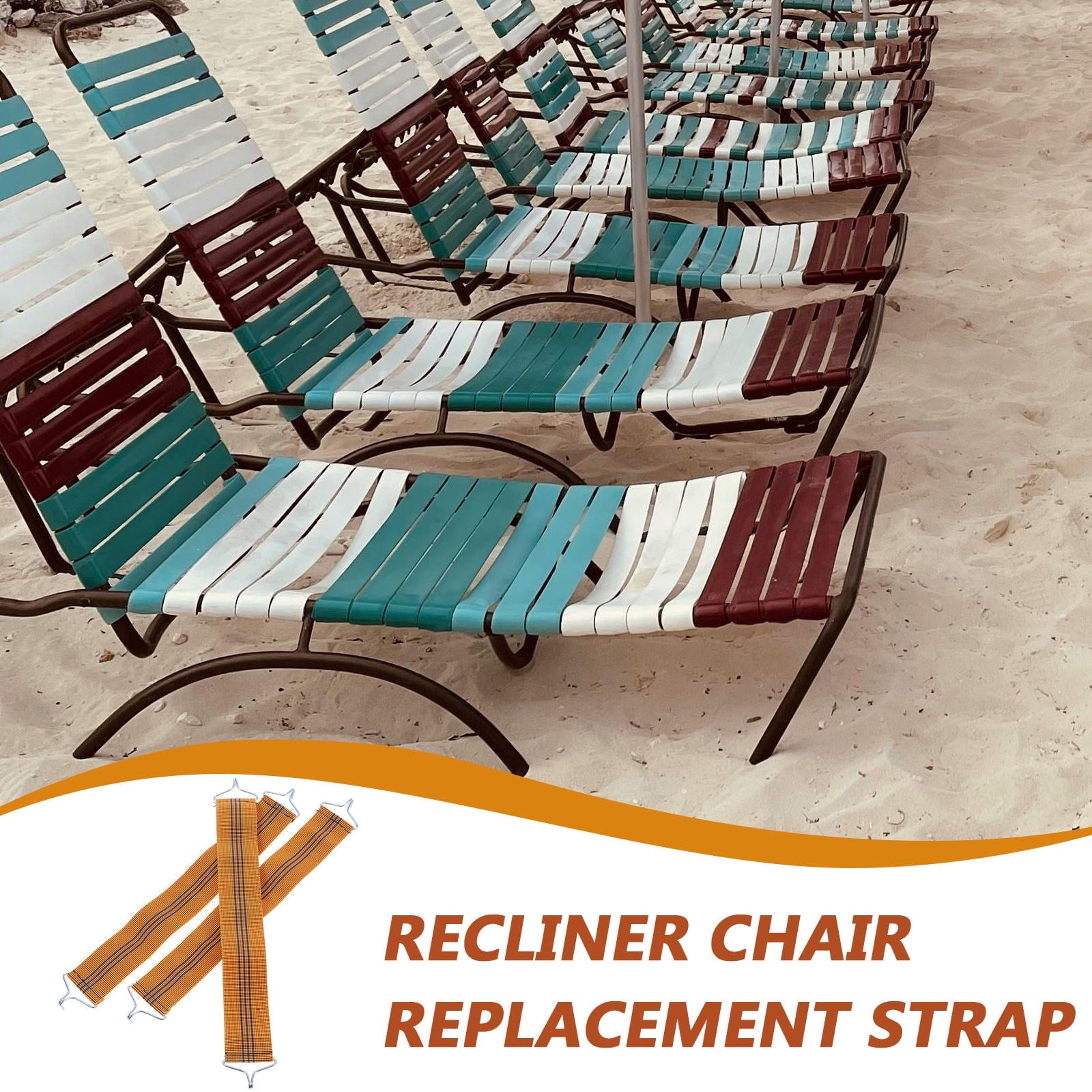 HOOWIFFY 3pcs Replacement Sling For Lounge Chair Heavy Duty Bands For Outdoor Use V1189-WXFWAL-20260326-02542