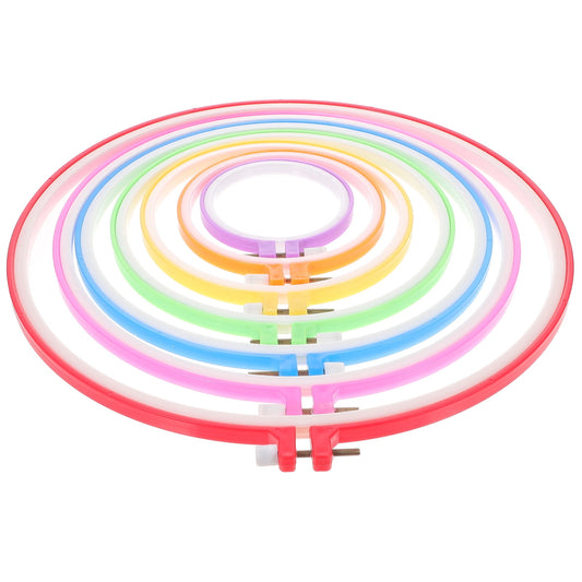 HOOWIFFY 7-Piece Embroidery Hoop Set Plastic Sewing Accessories Assorted Colors for Needlework and Craft V1189-WXFWAL-20260326-02553