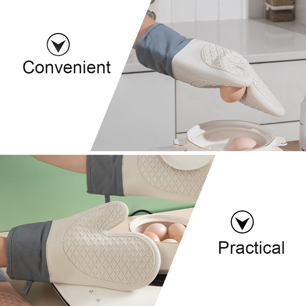 HOOWIFFY Silicone Oven Mitts Baking Gloves White 2 Pieces for Kitchen Cooking V1189-WXFWAL-20260326-02573