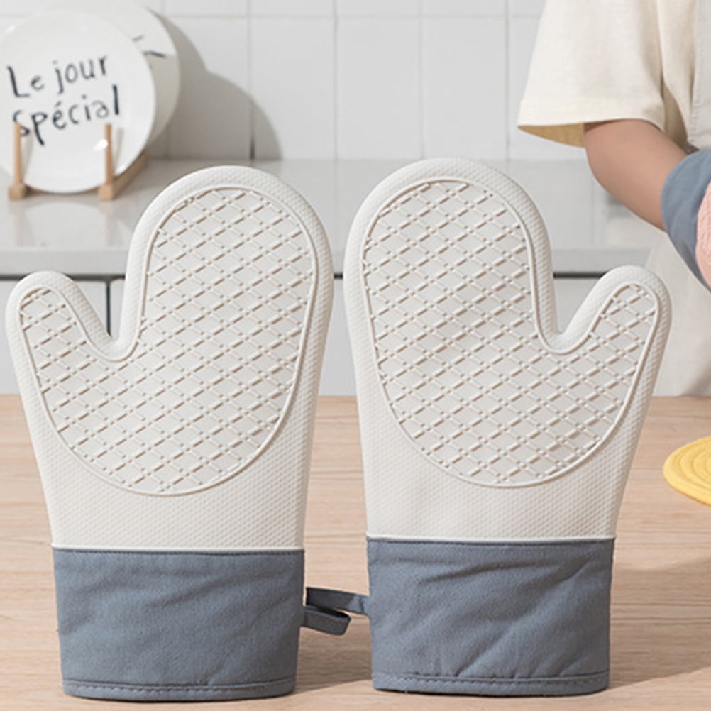 HOOWIFFY Silicone Oven Mitts Baking Gloves White 2 Pieces for Kitchen Cooking V1189-WXFWAL-20260326-02573