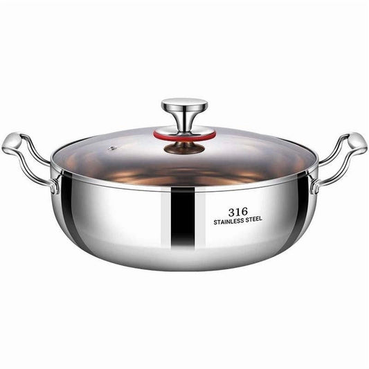 Darzheoy 316 Stainless Steel Hot Pot with Lid Large Pots for Cooking Thick Bottom Stew Soup Pots with Lid V1189-WXFWAL-20260326-02588