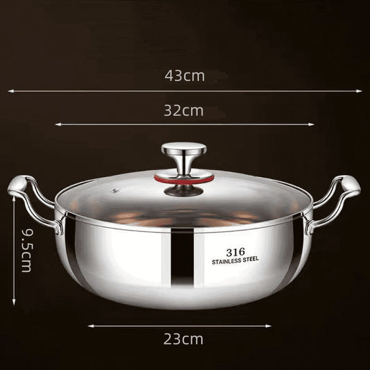 Darzheoy 316 Stainless Steel Hot Pot with Lid Large Pots for Cooking Thick Bottom Stew Soup Pots with Lid V1189-WXFWAL-20260326-02588