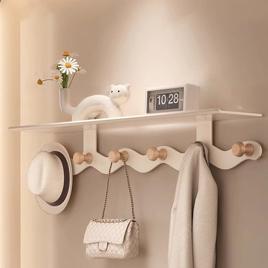 Darzheoy Wall Mounted Coat Rack with Shelf, 14 inches White Wood Floating Shelf for Entryway, Bathroom, V1189-WXFWAL-20260326-02593