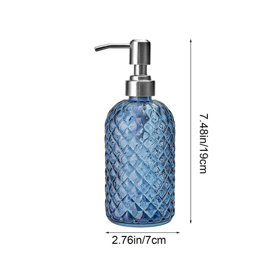 Darzheoy Glass Soap Dispenser 15 Oz for Bathroom Kitchen, Hand Soap/Lotion Dispenser with Plastic Pump Blue V1189-WXFWAL-20260326-02596
