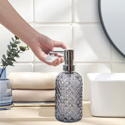 Darzheoy Glass Soap Dispenser 15 Oz for Bathroom Kitchen, Hand Soap/Lotion Dispenser with Plastic Pump Gray V1189-WXFWAL-20260326-02597