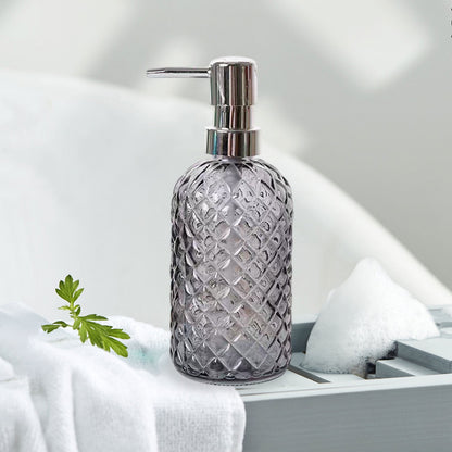 Darzheoy Glass Soap Dispenser 15 Oz for Bathroom Kitchen, Hand Soap/Lotion Dispenser with Plastic Pump Gray V1189-WXFWAL-20260326-02597