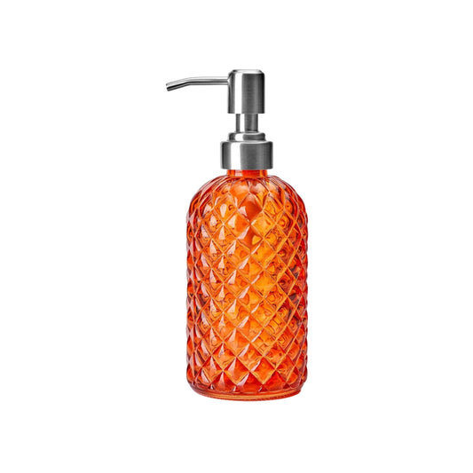 Darzheoy Glass Soap Dispenser 15 Oz for Bathroom Kitchen, Hand Soap/Lotion Dispenser with Plastic Pump Orange V1189-WXFWAL-20260326-02599
