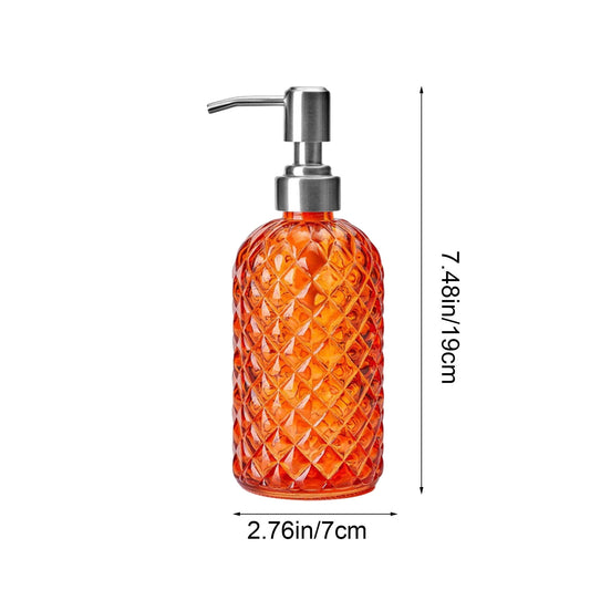 Darzheoy Glass Soap Dispenser 15 Oz for Bathroom Kitchen, Hand Soap/Lotion Dispenser with Plastic Pump Orange V1189-WXFWAL-20260326-02599