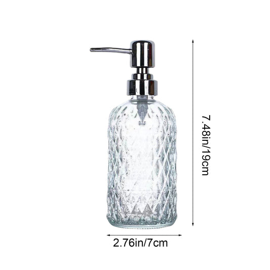 Darzheoy Glass Soap Dispenser 15 Oz for Bathroom Kitchen, Hand Soap/Lotion Dispenser with Plastic Pump White V1189-WXFWAL-20260326-02600