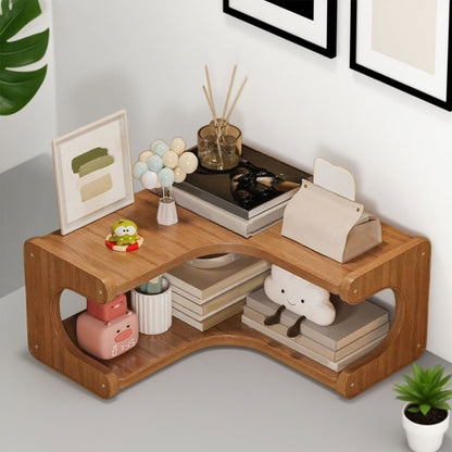 Kdkad 2-Tier Corner Desk Shelf 14x5 Inch Solid Wood Organizer for Kitchen/Bathroom/ice Multi-Functional V1189-WXFWAL-20260326-02601