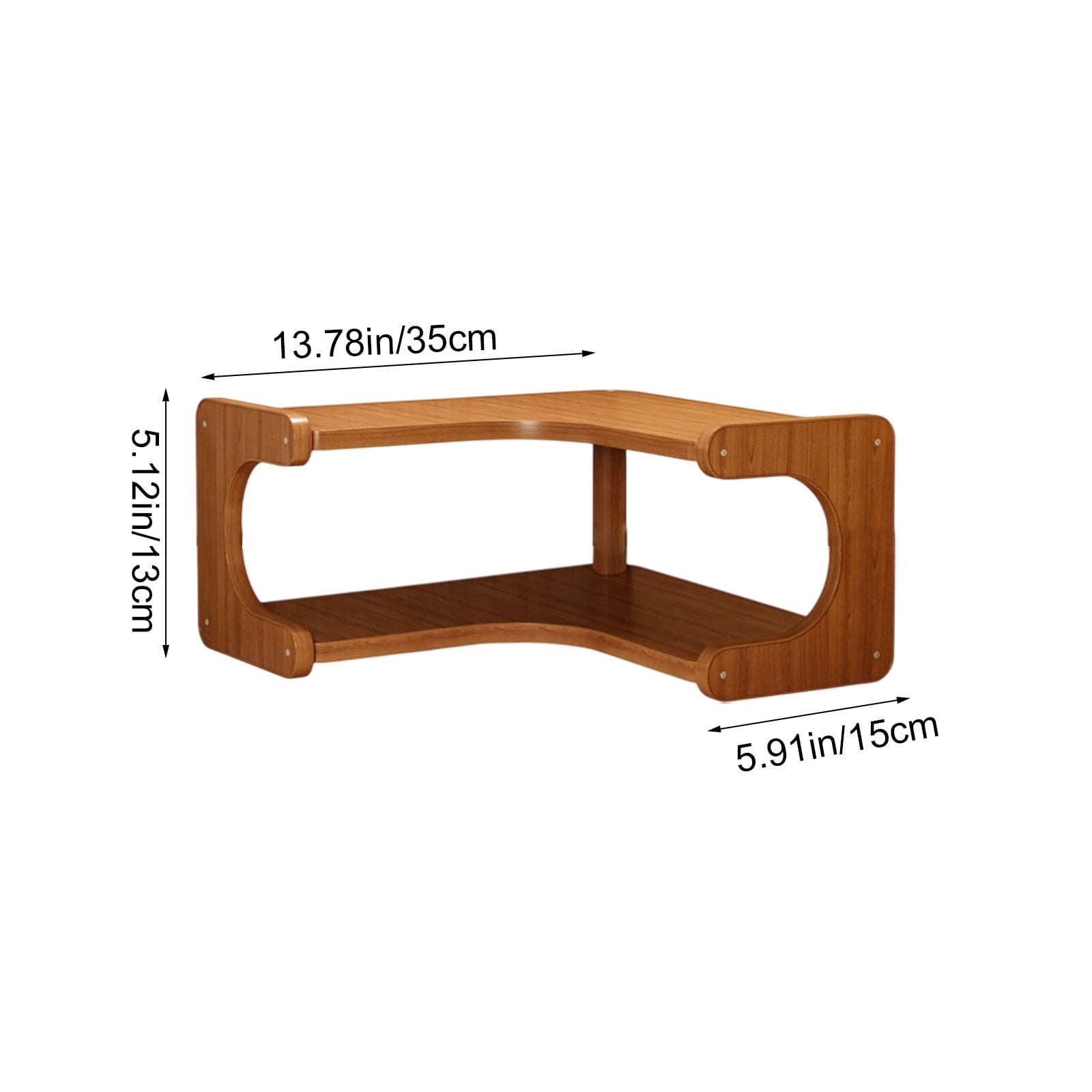 Kdkad 2-Tier Corner Desk Shelf 14x5 Inch Solid Wood Organizer for Kitchen/Bathroom/ice Multi-Functional V1189-WXFWAL-20260326-02601