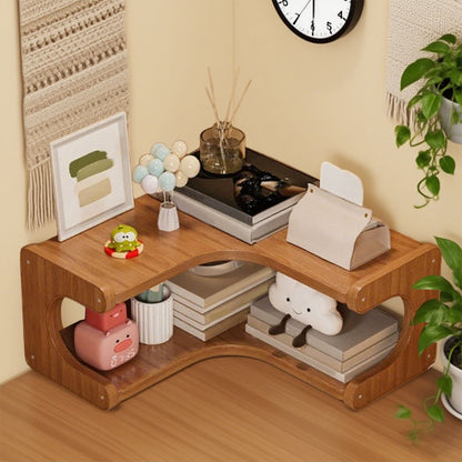 Kdkad 2-Tier Corner Desk Shelf 14x5 Inch Solid Wood Organizer for Kitchen/Bathroom/ice Multi-Functional V1189-WXFWAL-20260326-02601