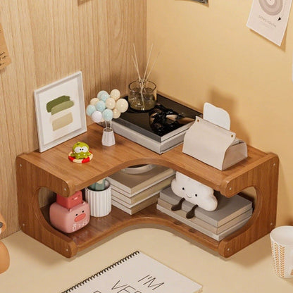 Kdkad 2-Tier Corner Desk Shelf 14x5 Inch Solid Wood Organizer for Kitchen/Bathroom/ice Multi-Functional V1189-WXFWAL-20260326-02601