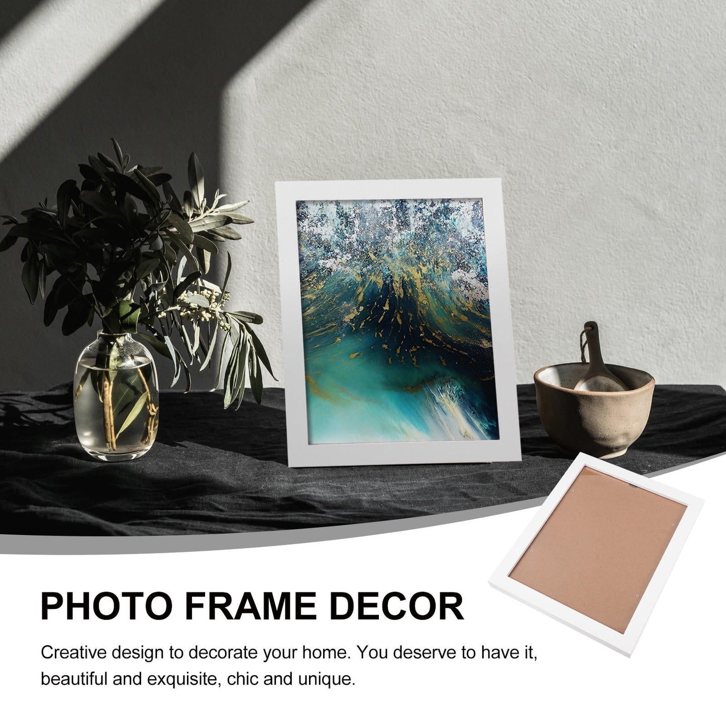 HOOWIFFY Decorative White Picture Frame for Home Use Elegant Design 8.5x11 Plastic Photo Display Frame V1189-WXFWAL-20260326-02603