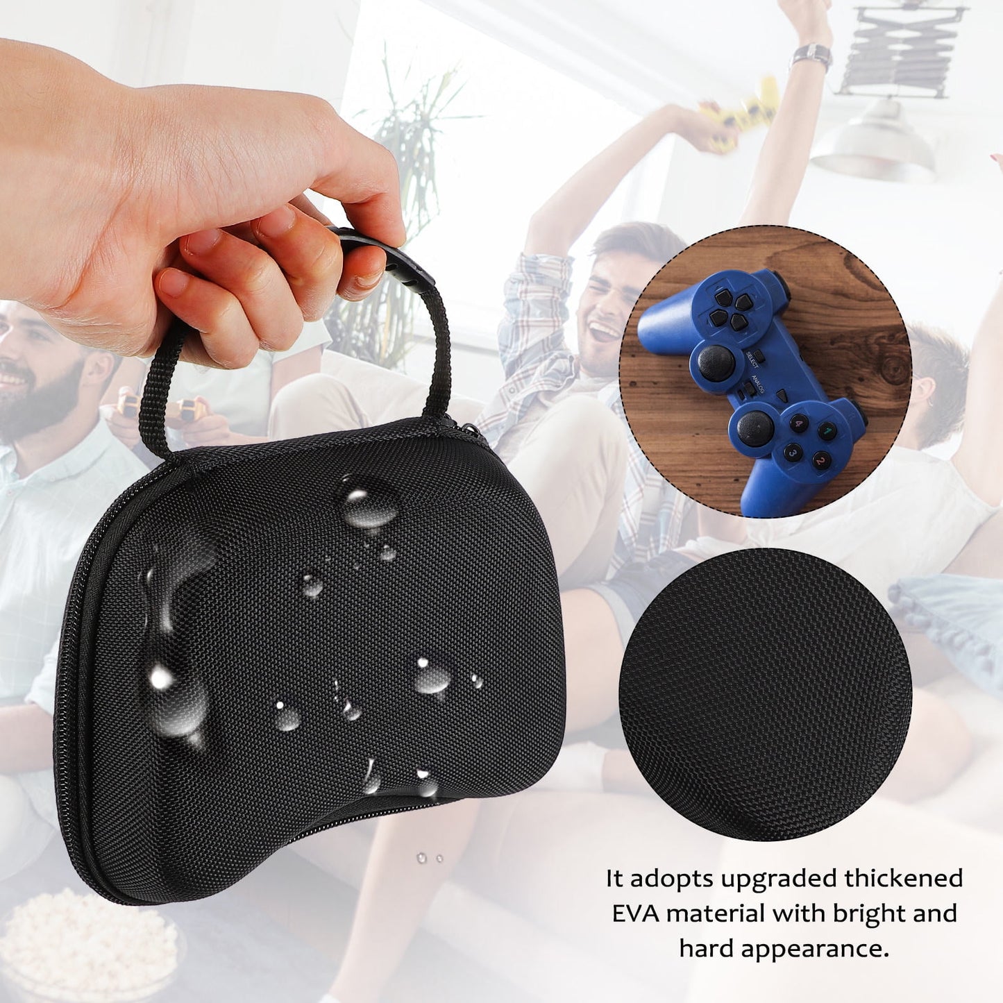 HOOWIFFY Black Game Controller Protective Case with EVA Material, Scratch-Resistant and Shockproof Lining for V1189-WXFWAL-20260326-02604