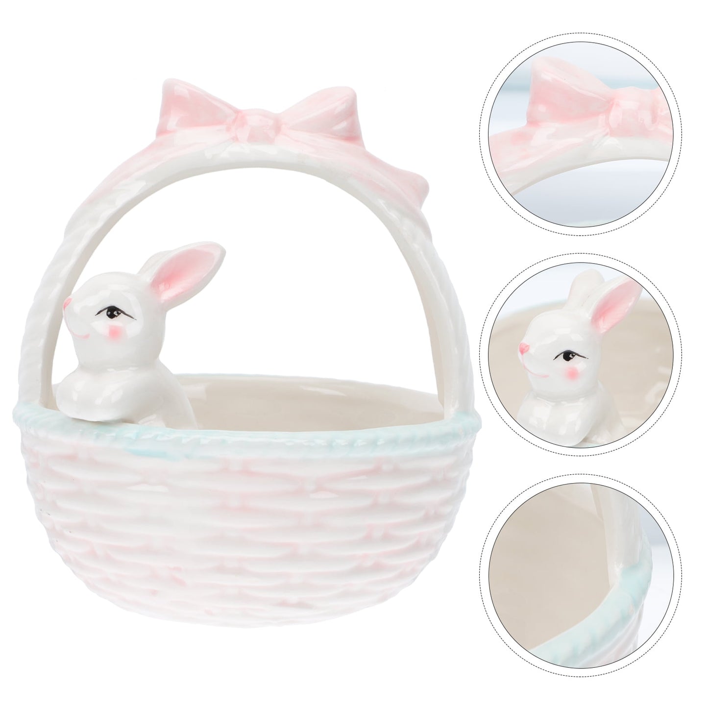 Easter Bunny Candy Dish Ceramic Basket Bowl Fruit Bowls Key Holder Ring Holder Rabbit Easter Home Desktop V1189-WXFWAL-20260326-02613