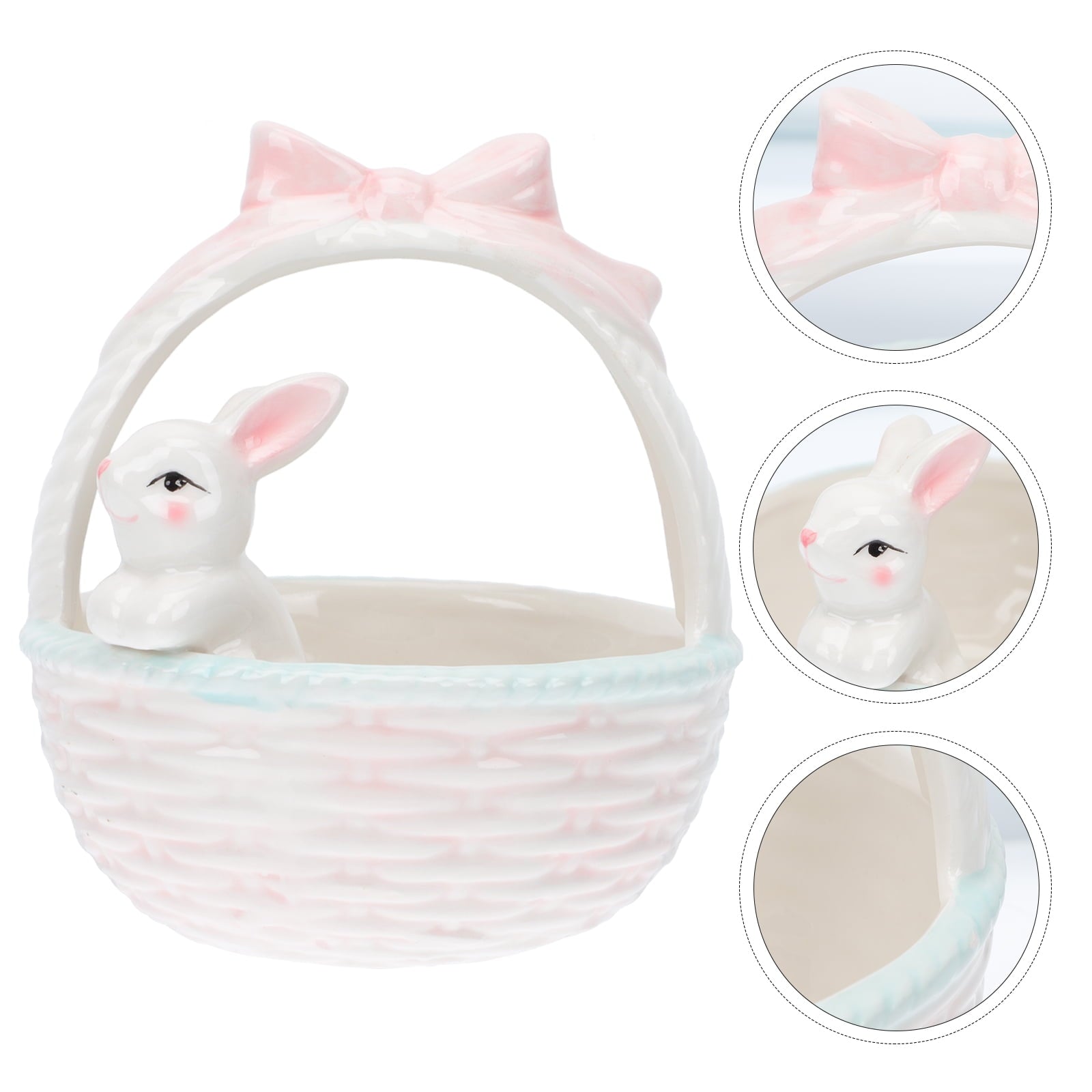 Easter Bunny Candy Dish Ceramic Basket Bowl Fruit Bowls Key Holder Ring Holder Rabbit Easter Home Desktop V1189-WXFWAL-20260326-02613