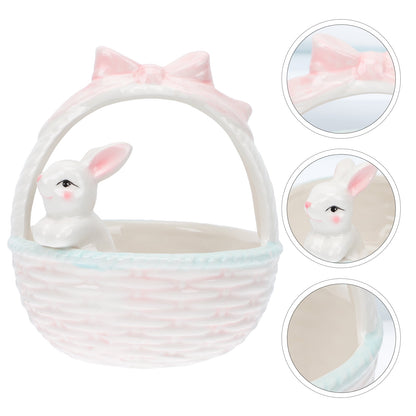 Easter Bunny Candy Dish Ceramic Basket Bowl Fruit Bowls Key Holder Ring Holder Rabbit Easter Home Desktop V1189-WXFWAL-20260326-02613