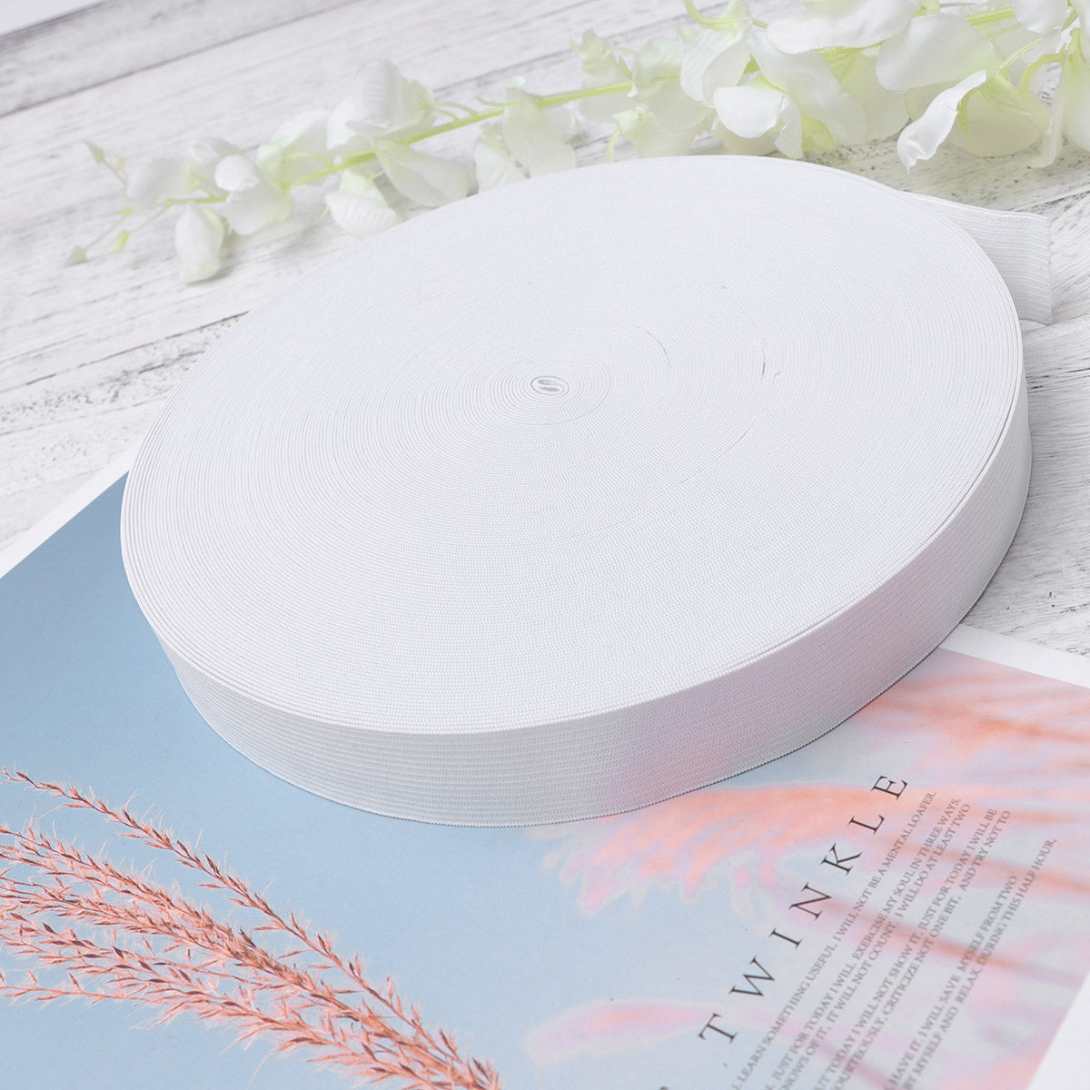 HOOWIFFY White Sewing Basting Tape for Elastic Band, 1 Roll - and Easy to Use Sewing Accessory V1189-WXFWAL-20260326-02614