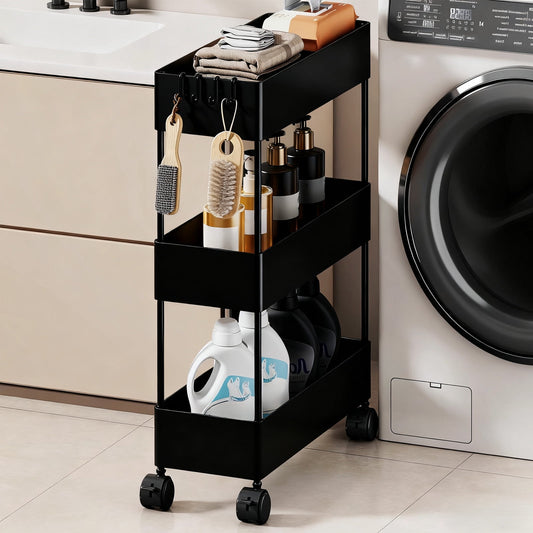 Kdkad Slim Space Saver Rolling Cart, 4.7-Inch Wide Storage Organizer with Wheels for Bathroom, Laundry Room, V1189-WXFWAL-20260326-02624