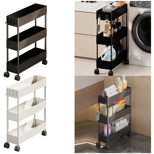 Kdkad Slim Space Saver Rolling Cart, 4.7-Inch Wide Storage Organizer with Wheels for Bathroom, Laundry Room, V1189-WXFWAL-20260326-02625