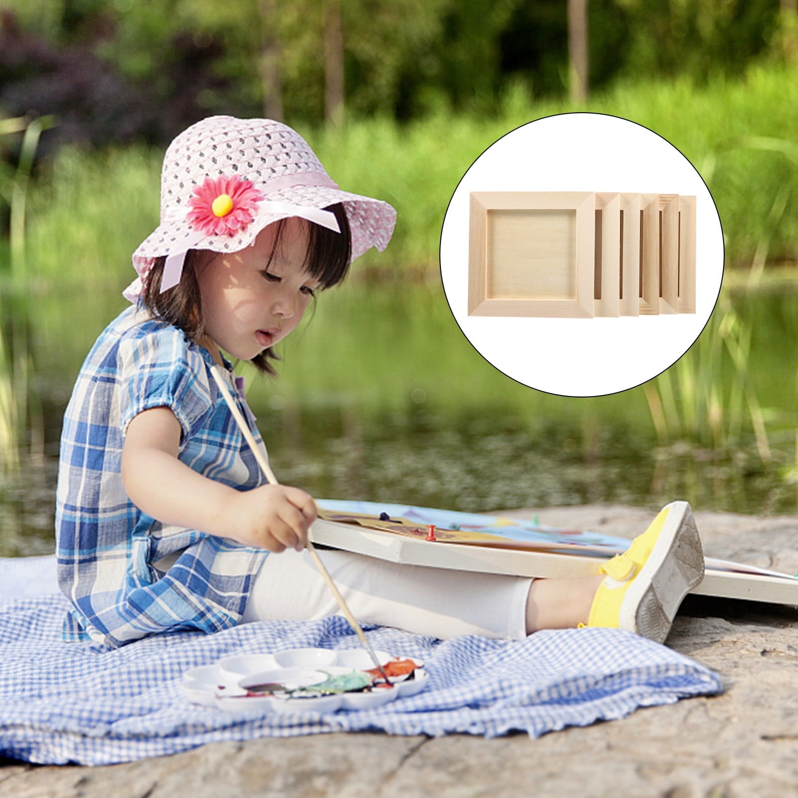 HOOWIFFY Plain Wooden Picture Frames for Crafting Khaki Plastic 6Pcs for Family Gift V1189-WXFWAL-20260326-02638