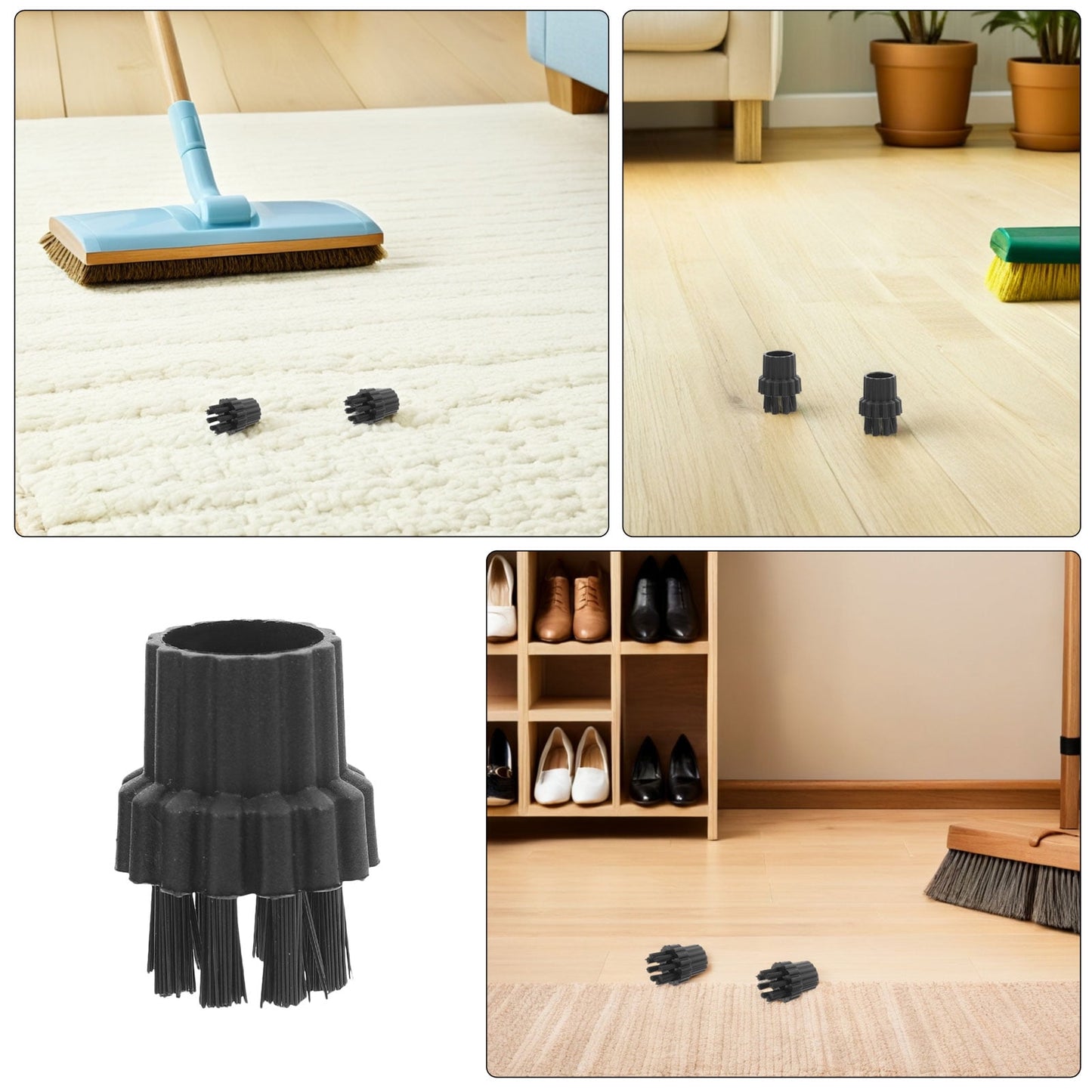 HOOWIFFY 12Pcs Steamer Brush Attachments for Steam Cleaner Mop with Black Nylon Bristles for Effective V1189-WXFWAL-20260326-02641