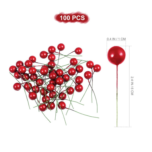 HOOWIFFY 100 Pcs Christmas Artificial Red Berries for Holiday Home Decoration, Realistic Faux Berry Garland V1189-WXFWAL-20260326-02642
